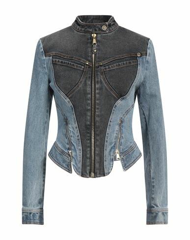 Versace Jeans Couture Woman Denim outerwear Blue Cotton, Polyamide, Elastane Cover