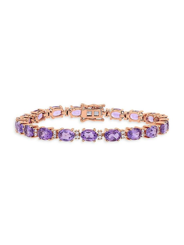 Sonatina Women's Rose Goldtone Plated Sterling Silver, Amethyst & Sapphire Bracelet Cover