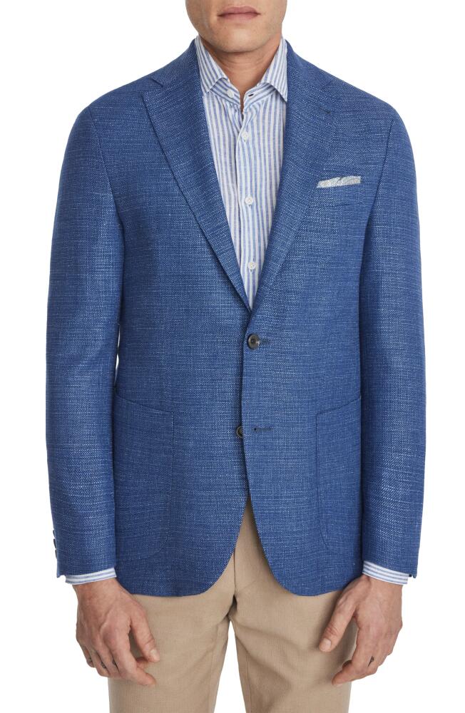 Jack Victor Hampton Stretch Slub Wool & Linen Blend Mélange Sport Coat in Mid Blue Cover