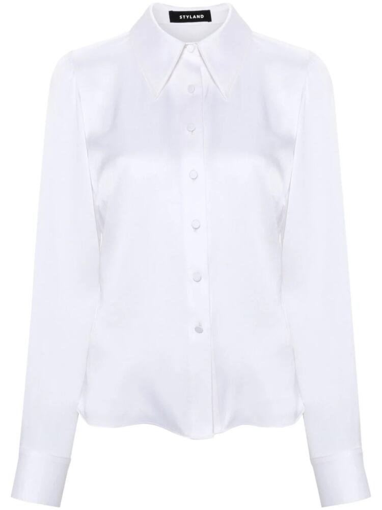 STYLAND straight-collar satin shirt - White Cover