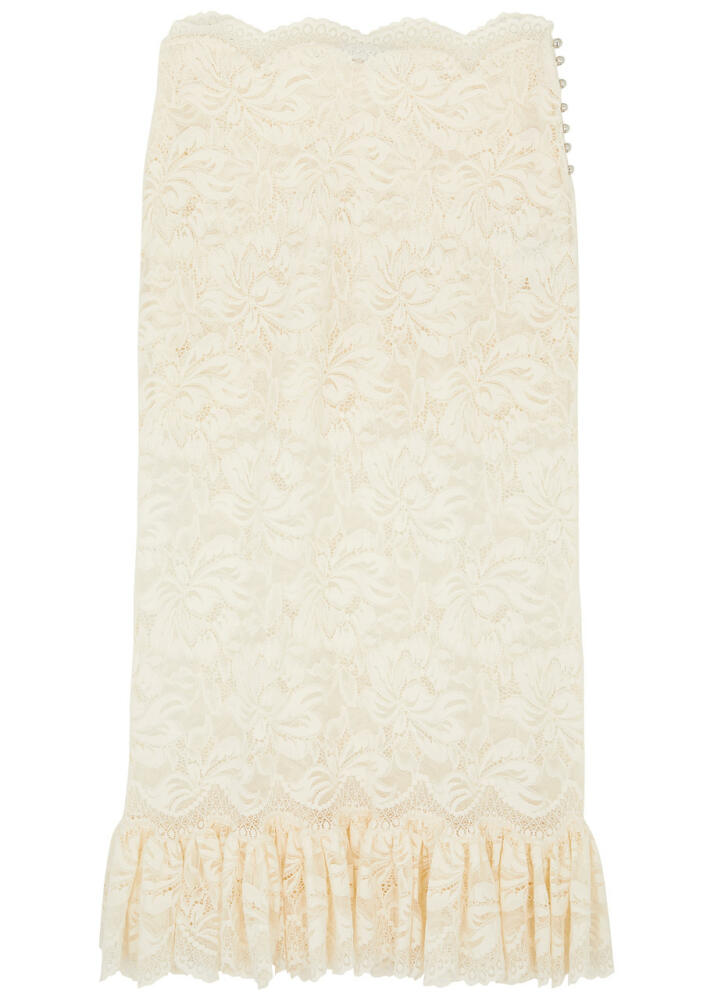 Rabanne Floral Lace Midi Skirt - Ivory Cover