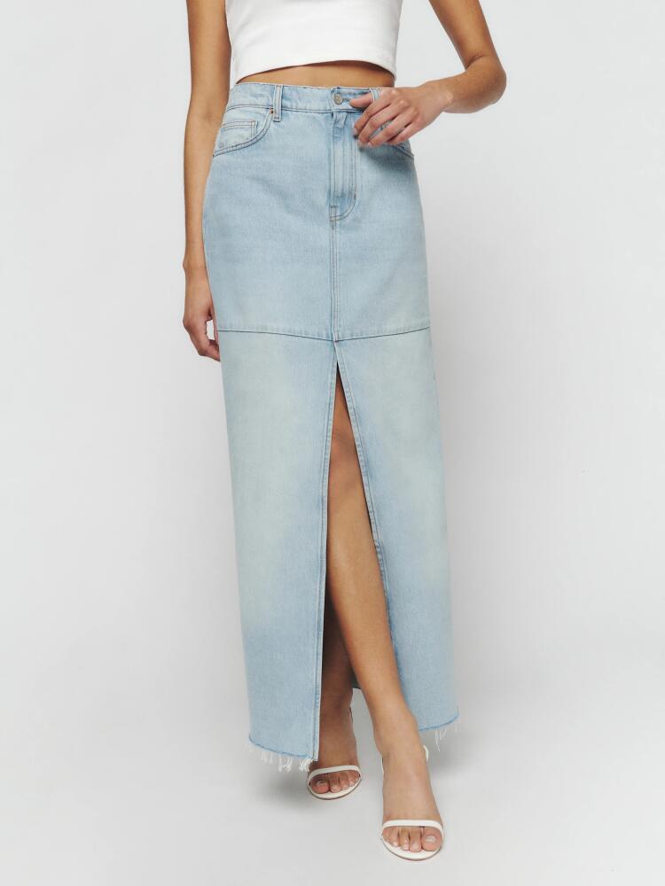 Reformation Tazz Maxi Denim Skirt Cover