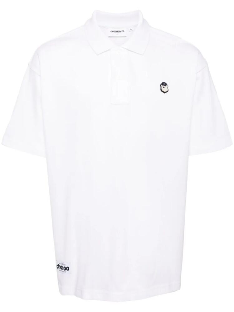 CHOCOOLATE logo-embroidered cotton polo shirt - White Cover