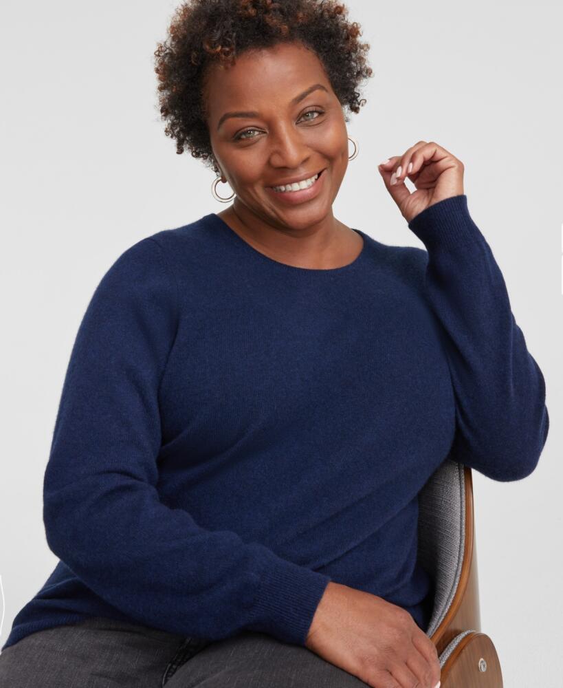 Charter Club Plus Size 100% Cashmere Crewneck Sweater, Created for Macy's - Admiral Navy Cover