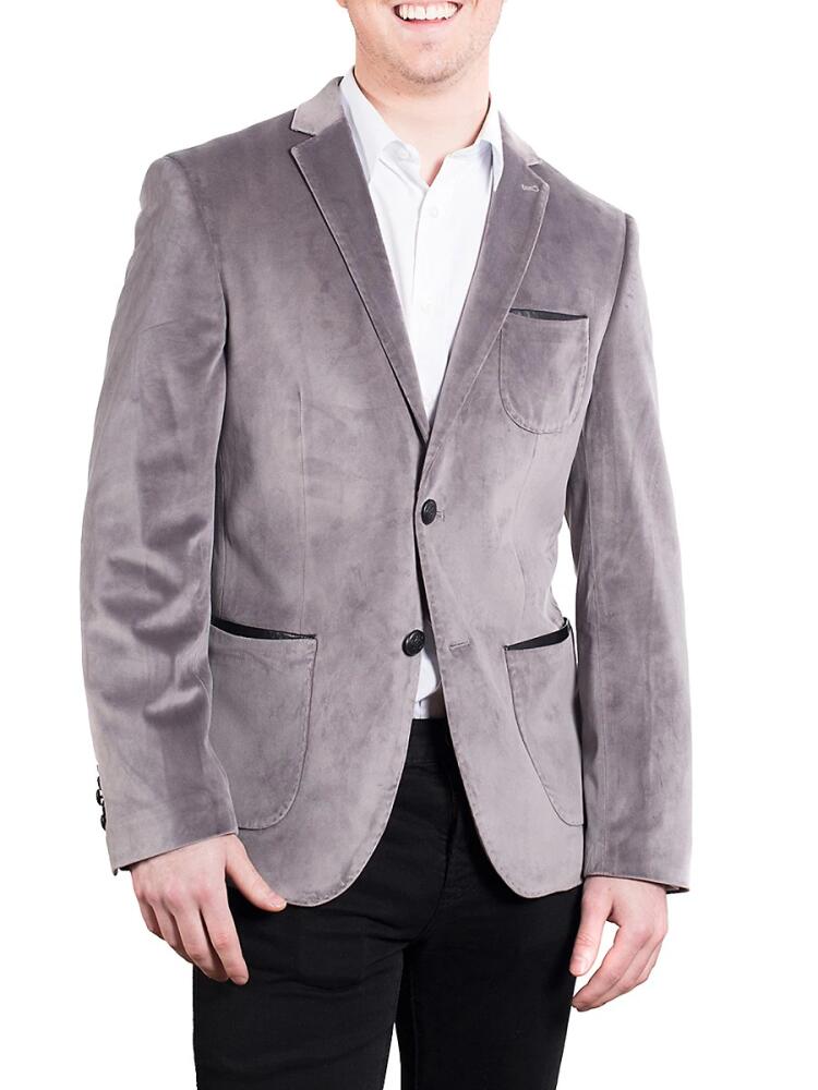 Elie Balleh Men's Slim Modern Fit Velvet Sportcoat - Grey Cover