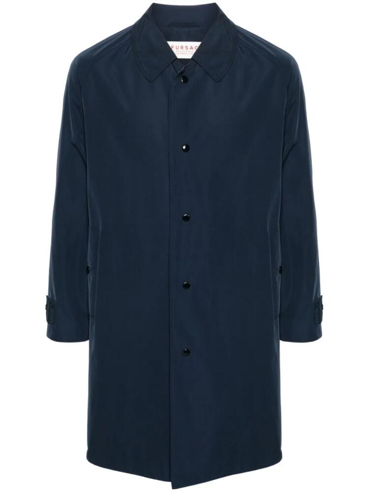 FURSAC stud-fastening cotton raincoat - Blue Cover