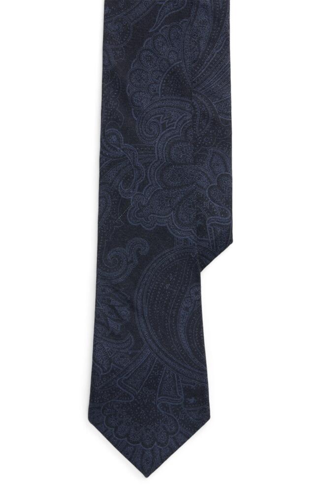 Ralph Lauren Purple Label Paisley Cashmere & Silk Tie in Navy Cover