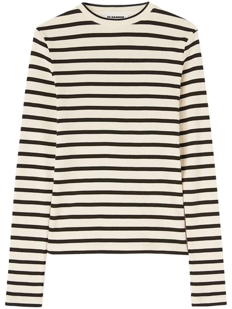 Jil Sander stripe-print cotton T-shirt - Neutrals Cover