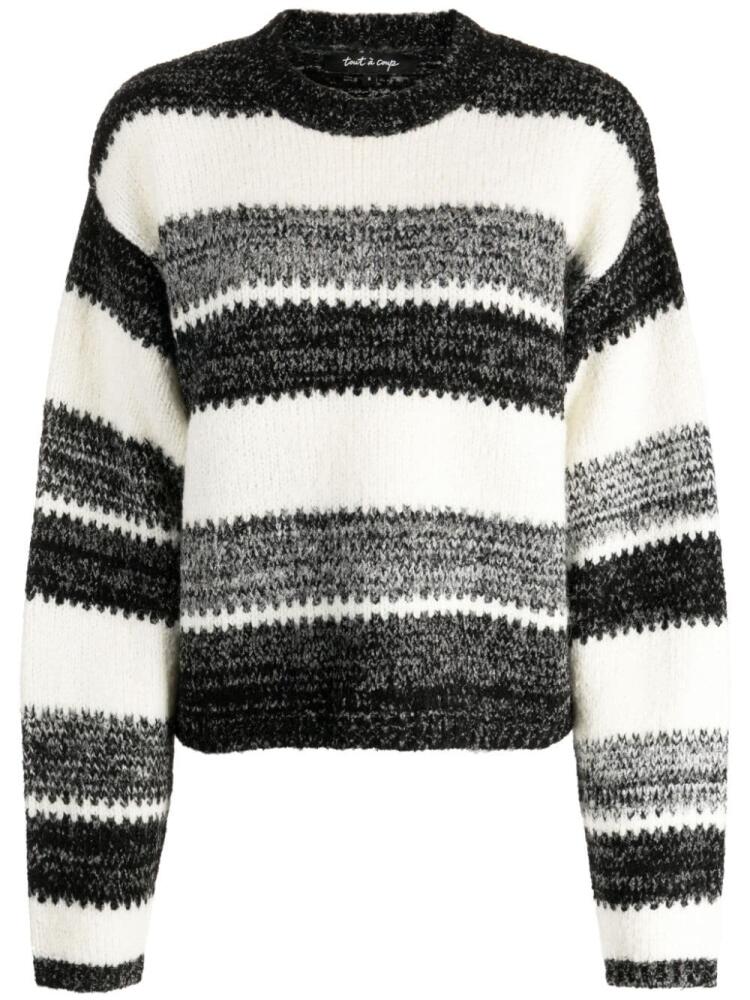 tout a coup stripe-print wool-blend jumper - Black Cover