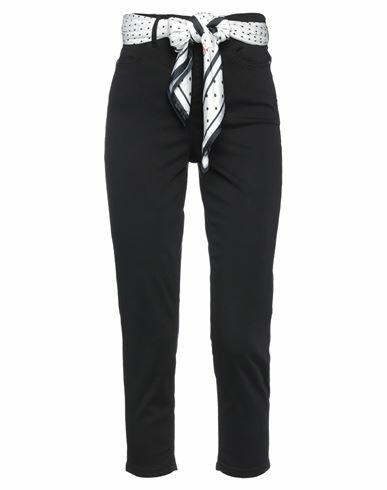 Guess Woman Pants Black Cotton, Elastomultiester, Elastane Cover