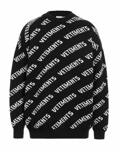 Vetements Man Sweater Black Merino Wool Cover