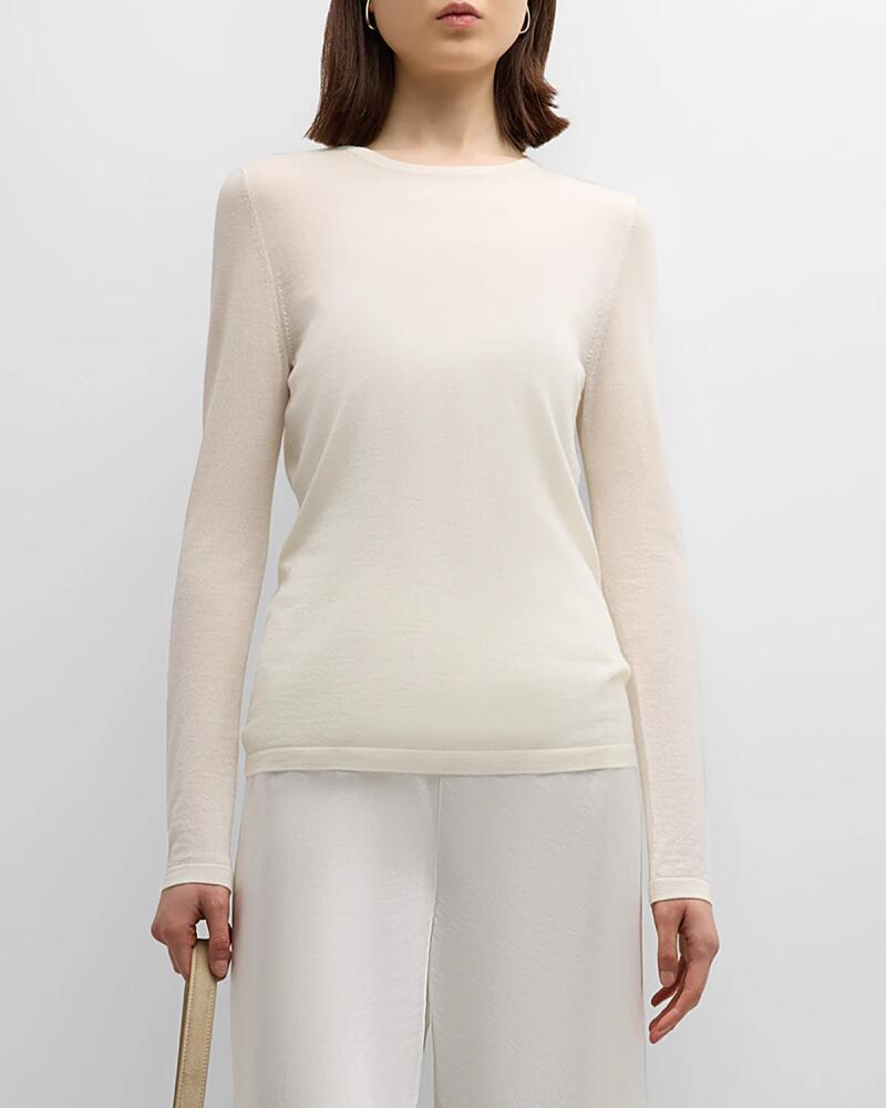 Neiman Marcus Cashmere Collection Cashmere Superfine Crewneck Top Cover