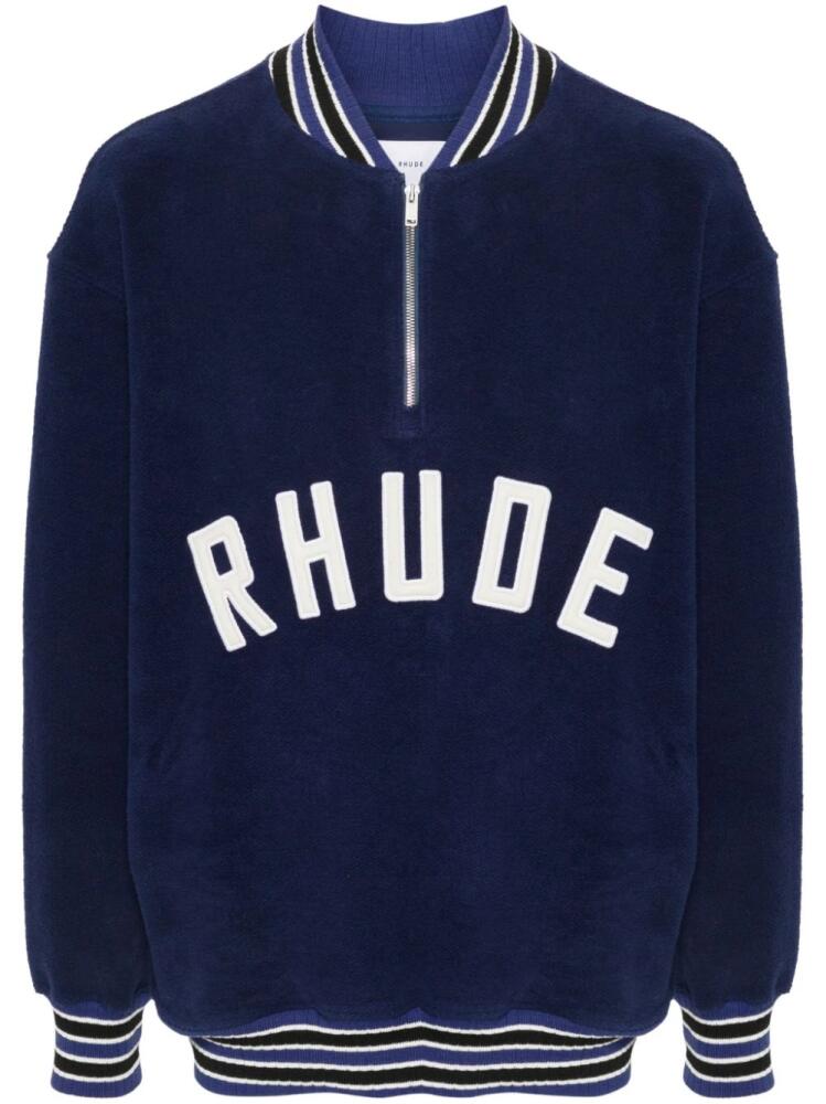 RHUDE logo-patch zipped sweatshirt - Blue Cover