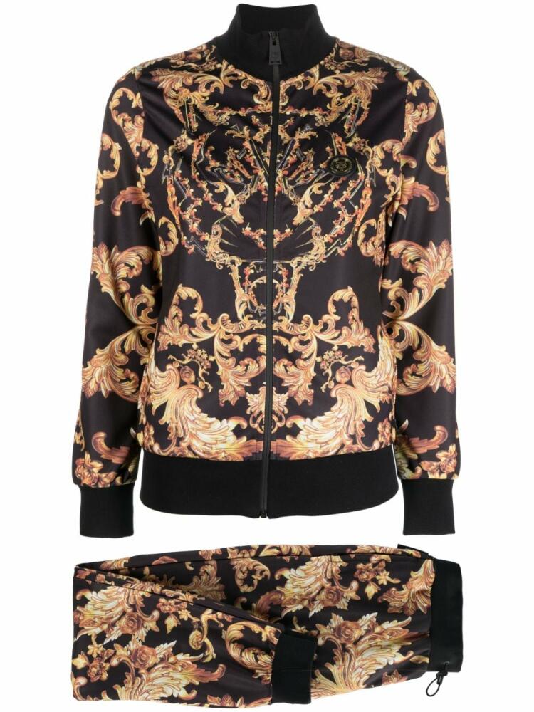 Plein Sport Baroque-print cotton tracksuit - Black Cover