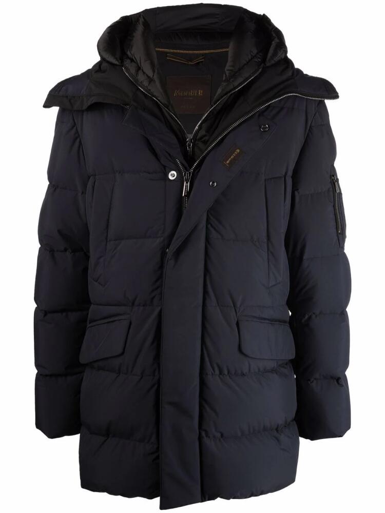 Moorer padded zip-up coat - Blue Cover