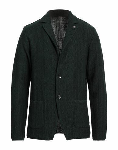 Officina 36 Man Blazer Dark green Acrylic, Wool Cover