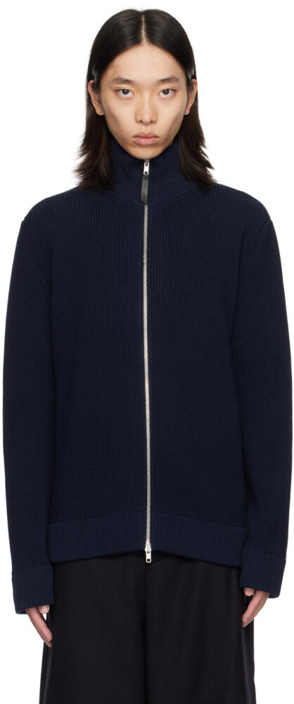 Maison Margiela Navy Knit Zip-Up Sweater Cover