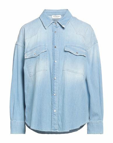 Dondup Woman Denim shirt Blue Cotton, Elastane Cover