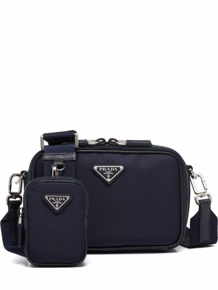 Prada triangle-logo Brique messenger bag - Blue Cover