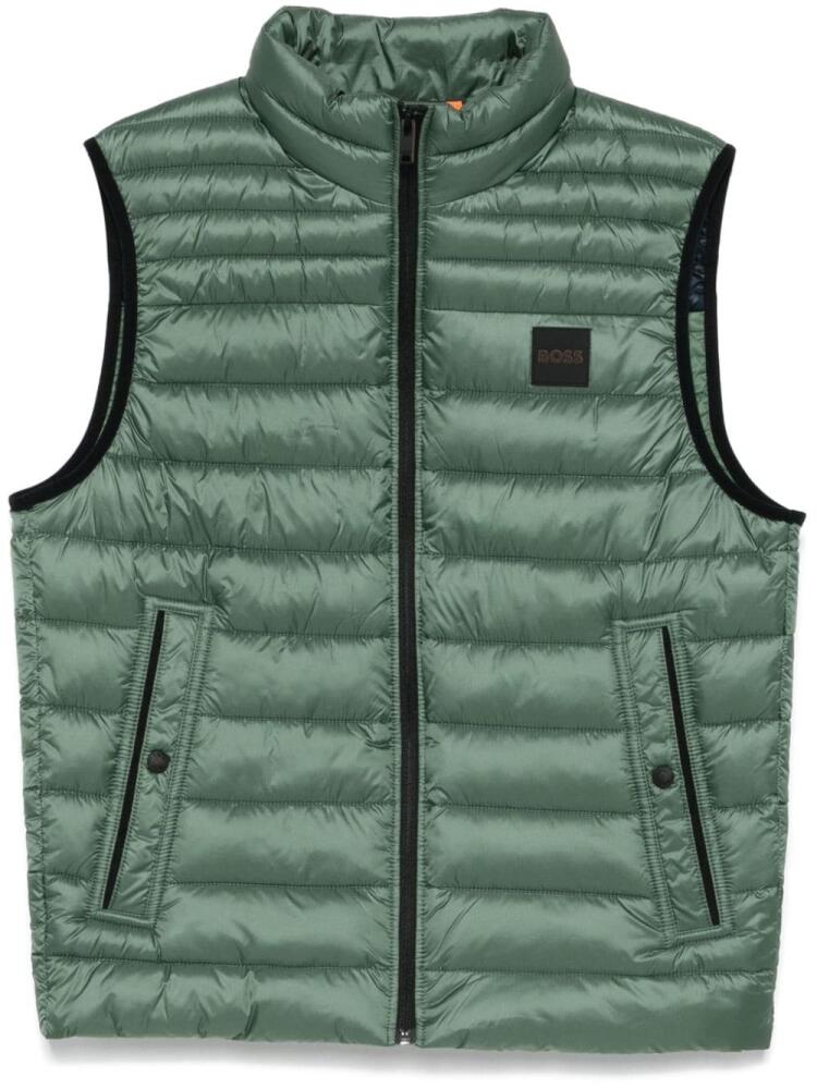 BOSS logo-patch water-repellent gilet - Green Cover