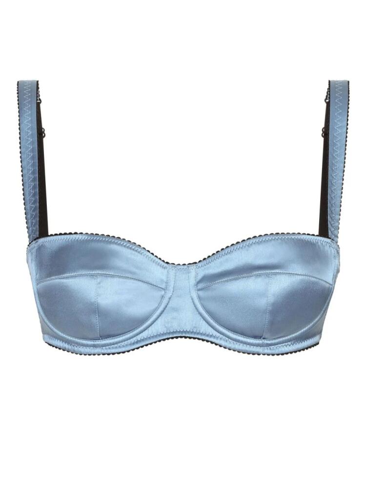 Dolce & Gabbana satin-finish balconette-style bra - Blue Cover