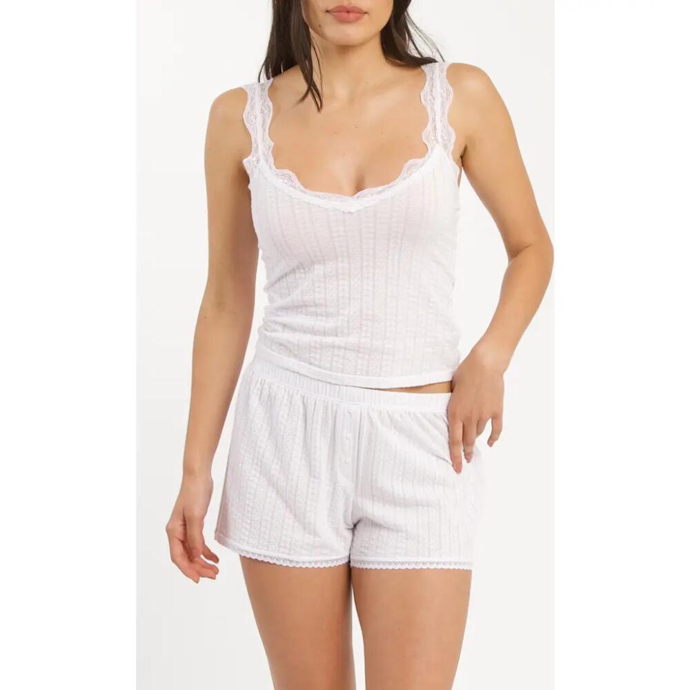 Andine Anji Tuscany Lace Trim Pajamas Shorts in White Cover