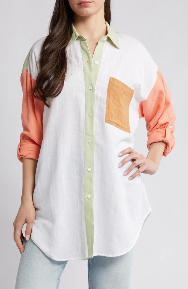 Rip Curl Premium Linen Button-Up Blouse in Ivory Multicolor Cover