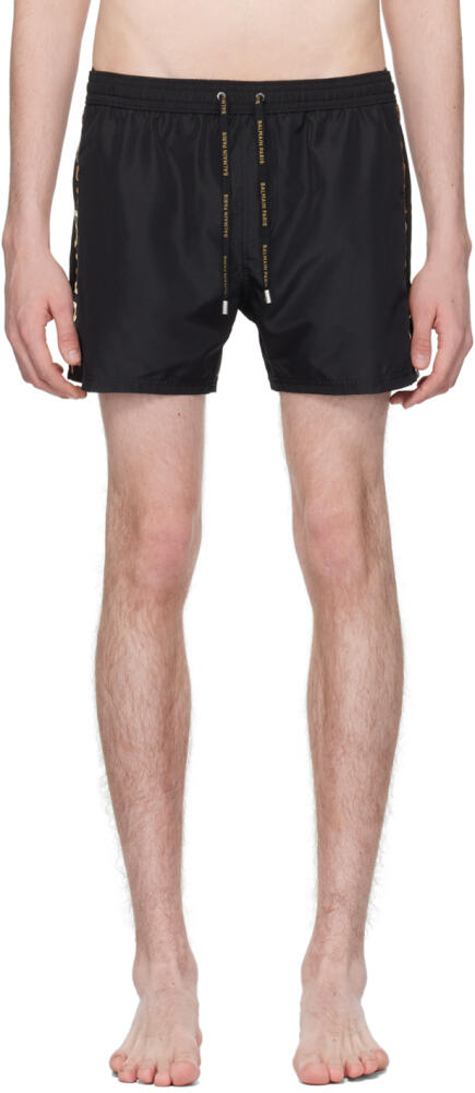 Balmain Black Embroidered Swim Shorts Cover