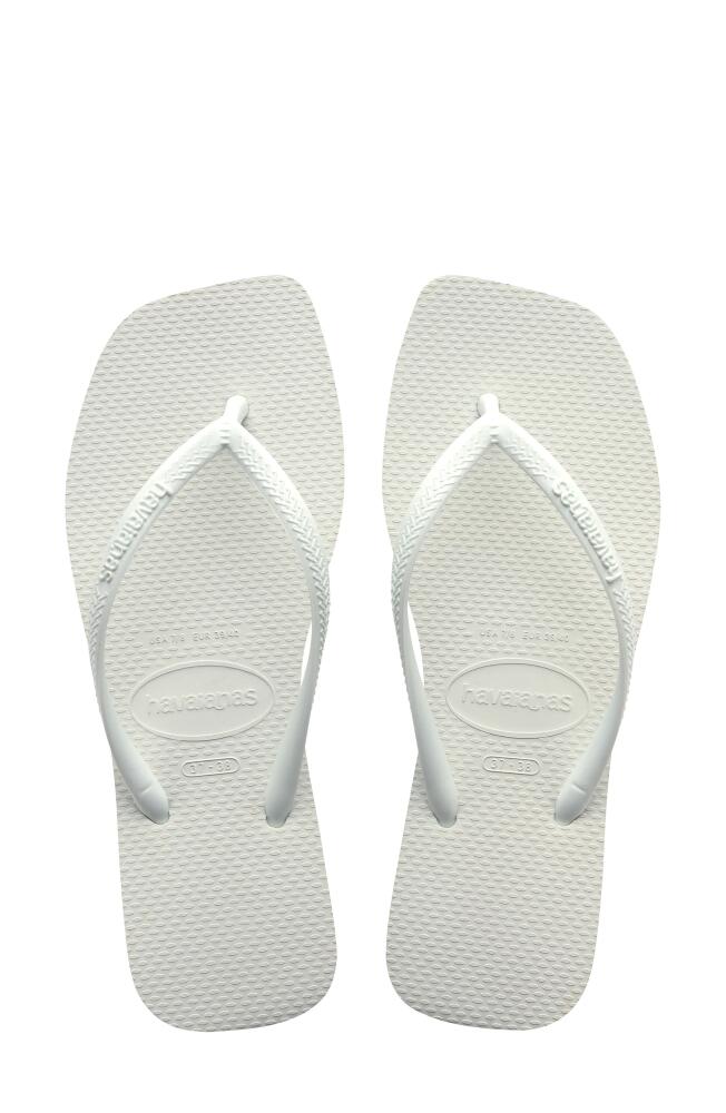 Havaianas Slim Square Flip Flop in White Cover