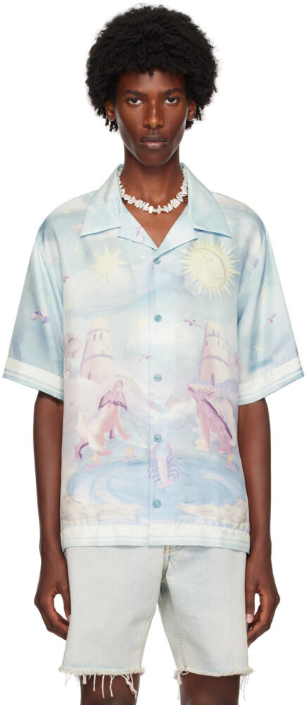 Givenchy Blue Graphic Bowling Shirt Cover