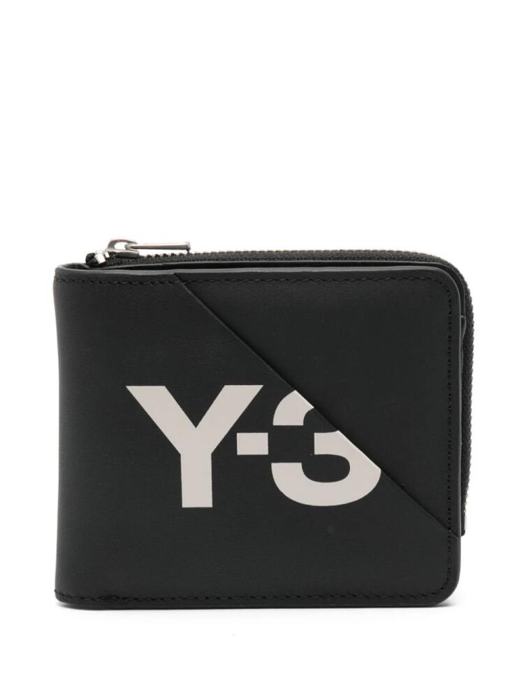 Y-3 logo-print leather wallet - Black Cover