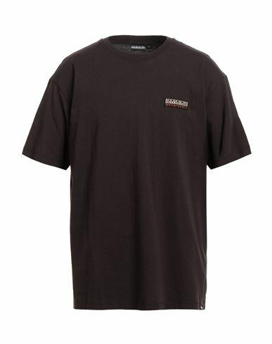 Napapijri Man T-shirt Brown Cotton Cover