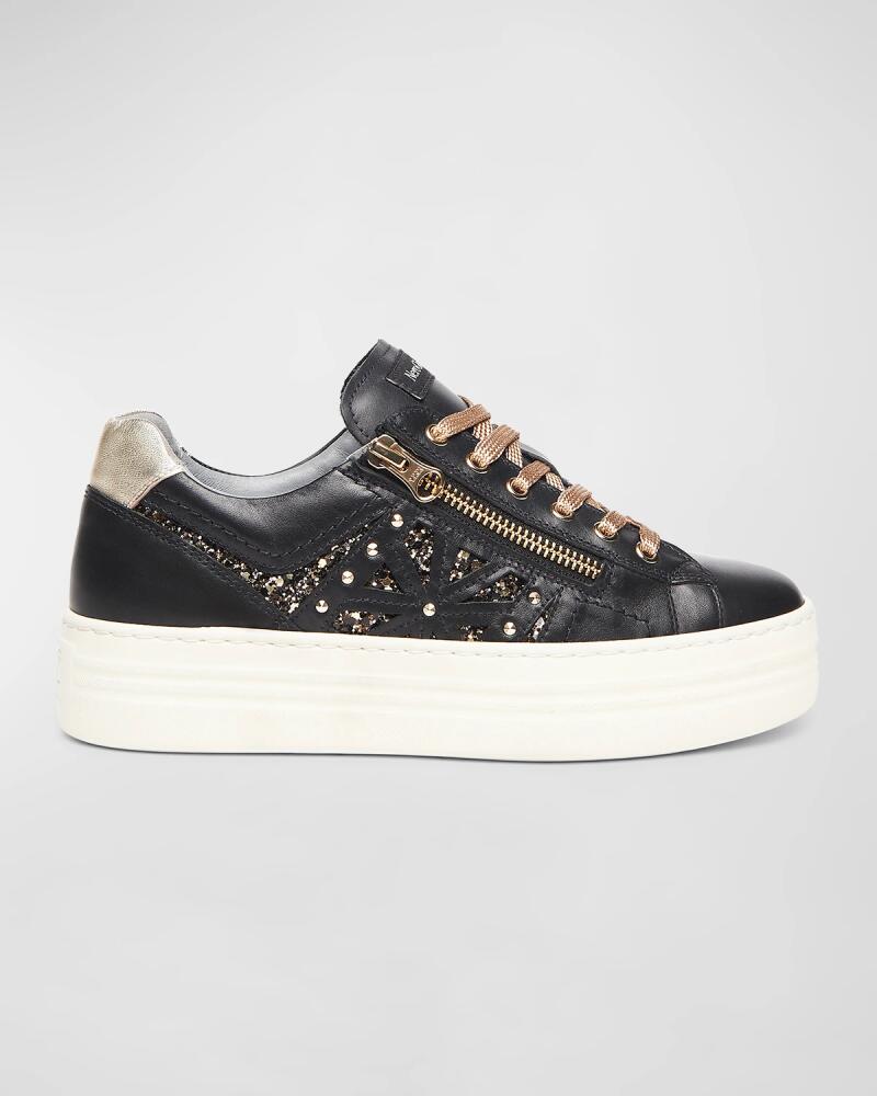 NeroGiardini Metallic Zip Cutout Glitter Sneakers Cover