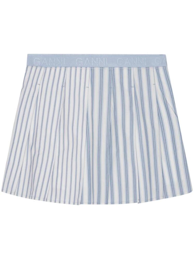 GANNI striped pleated mini skirt - Grey Cover