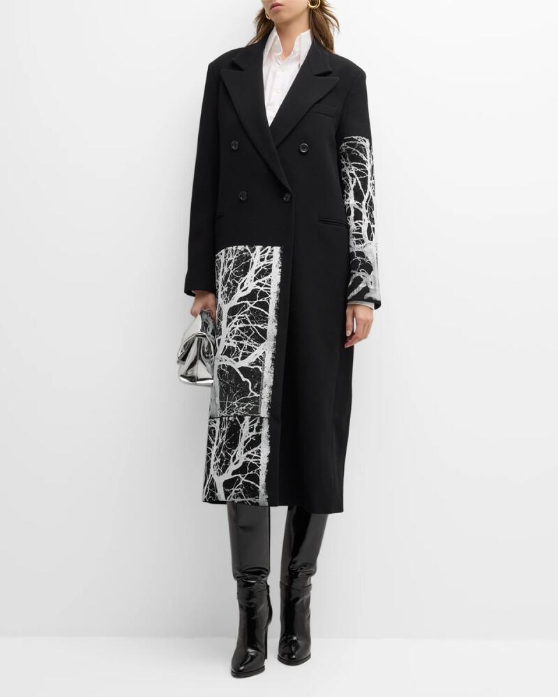 Libertine Midnight Forest-Print Double-Breasted Midi Coat Cover