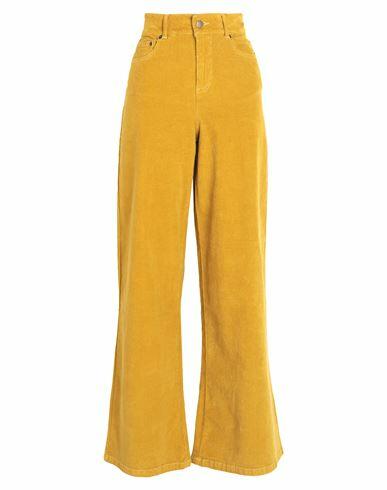 Max & co. Woman Pants Mustard Cotton, Elastane Cover