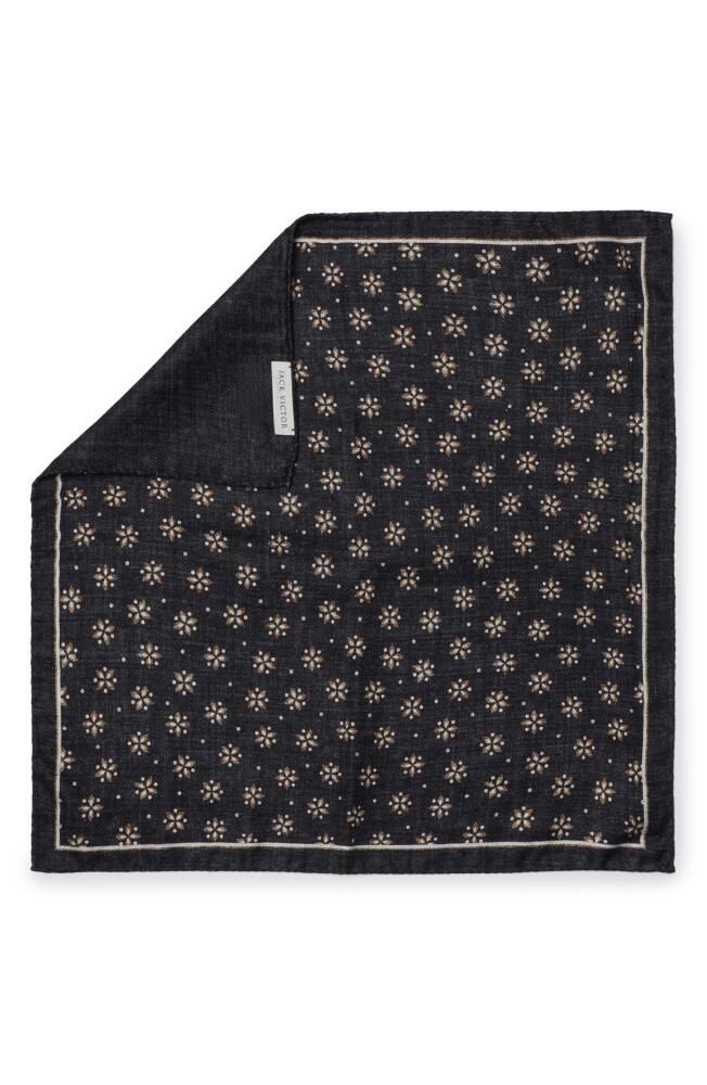 Jack Victor Severn Reversible Silk Pocket Square in Black Cover