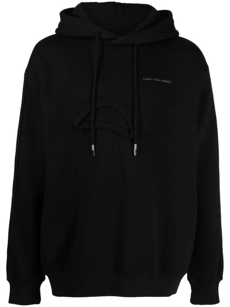 Feng Chen Wang logo-embroidered layered-detail hoodie - Black Cover