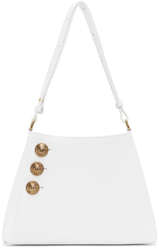 Balmain White Emblème Grained Calfskin Shoulder Bag Cover