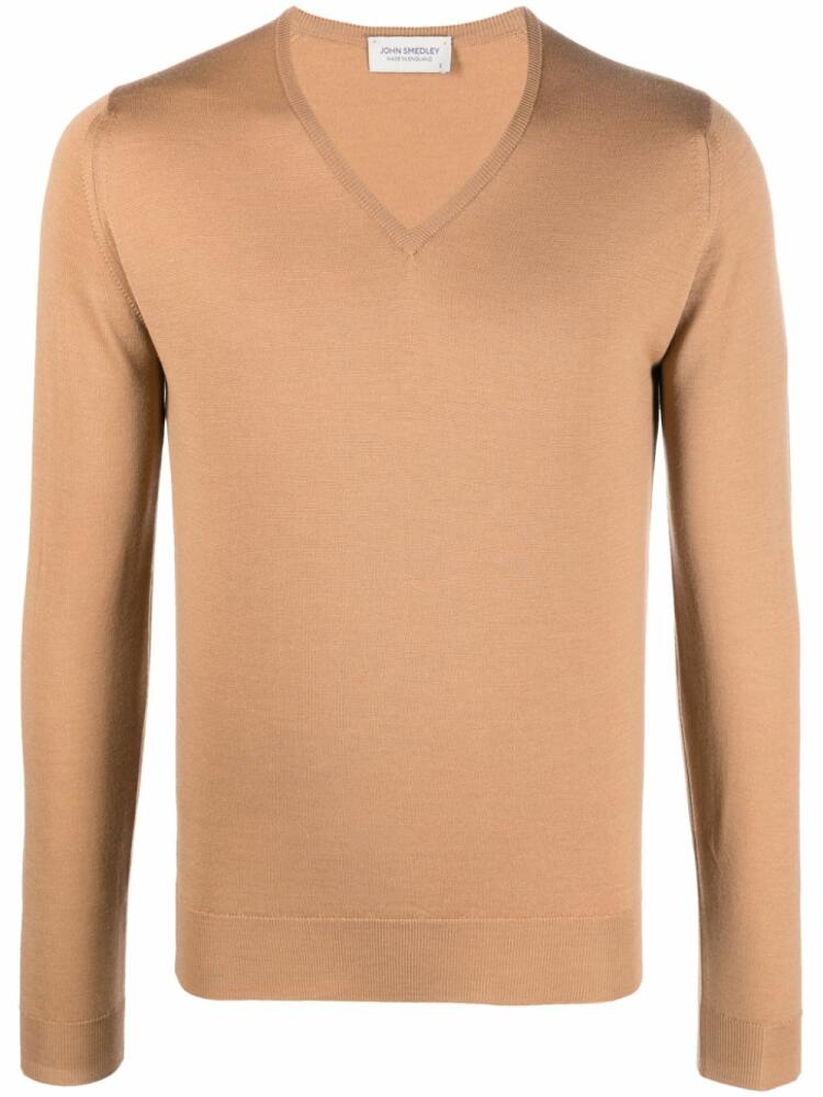 John Smedley V-neck fine-knit jumper - Brown Cover