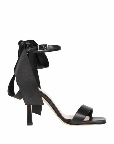 Luca Valentini Woman Sandals Black Leather Cover