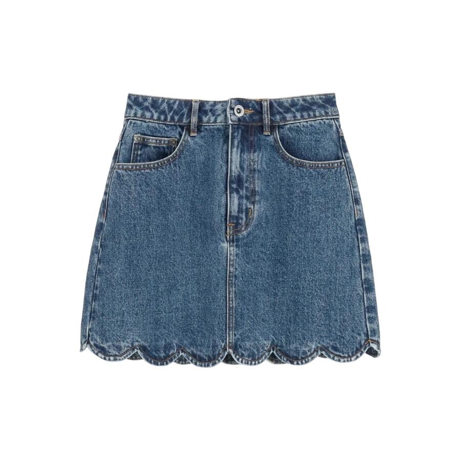 Self Portrait Mini High-Waisted Denim Skirt Cover