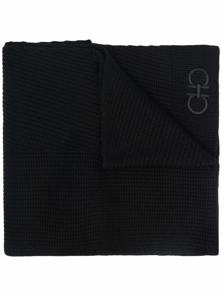 Ferragamo embroidered logo scarf - Black Cover