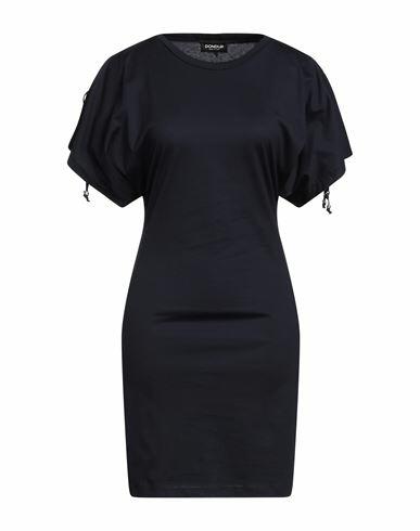 Dondup Woman Mini dress Midnight blue Cotton Cover