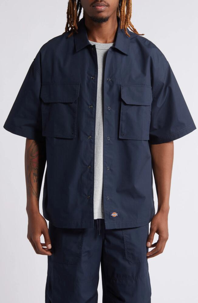 Dickies Fisherville Short Sleeve Cotton Snap-Up Shirt in Dark Navy Cover