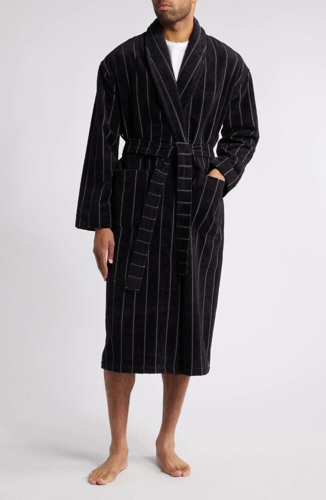 Majestic International Out of Office Stripe Terry Velour Robe in Black Stripe Cover