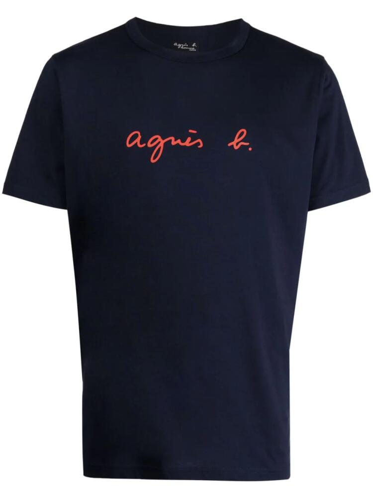 agnès b. logo-print cotton T-shirt - Blue Cover