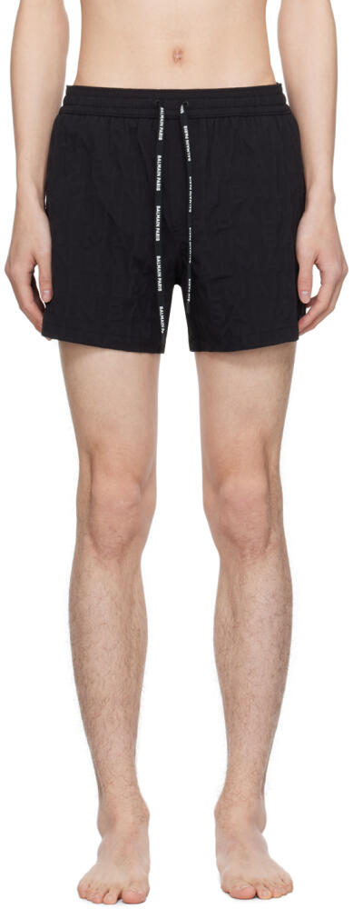 Balmain Black Jacquard Swim Shorts Cover