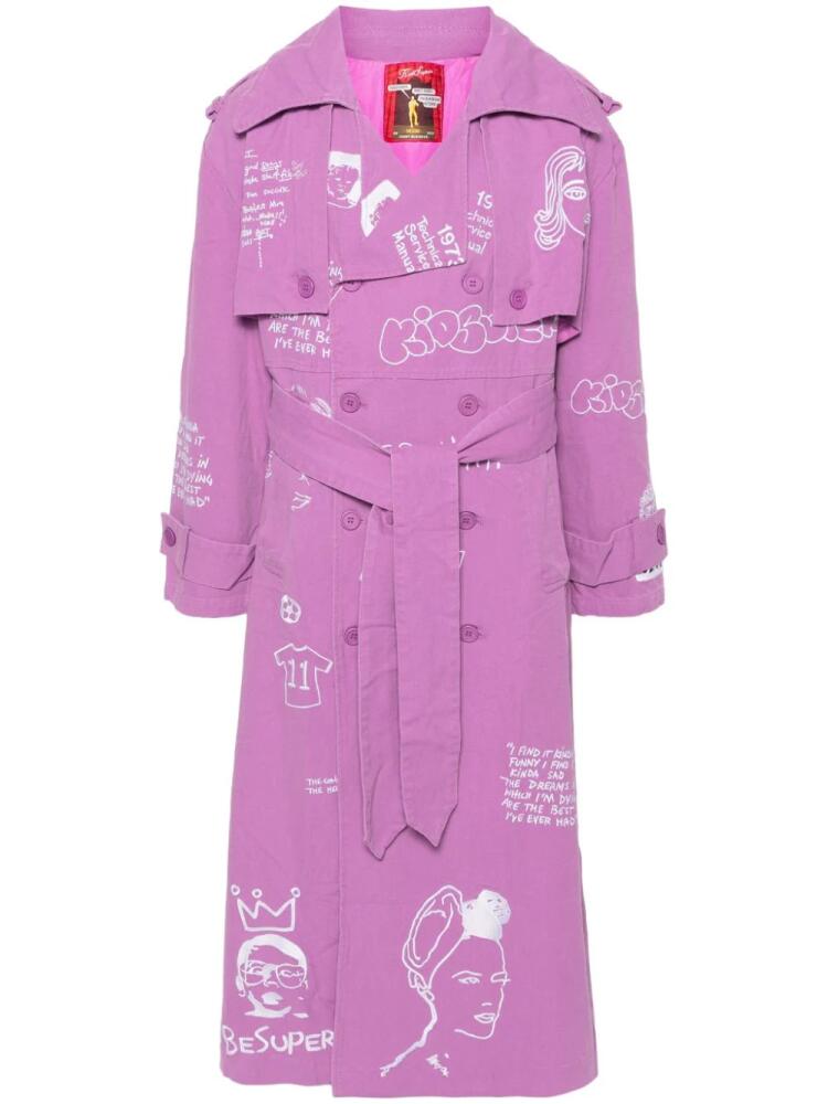 KidSuper embroidered cotton trench coat - Purple Cover