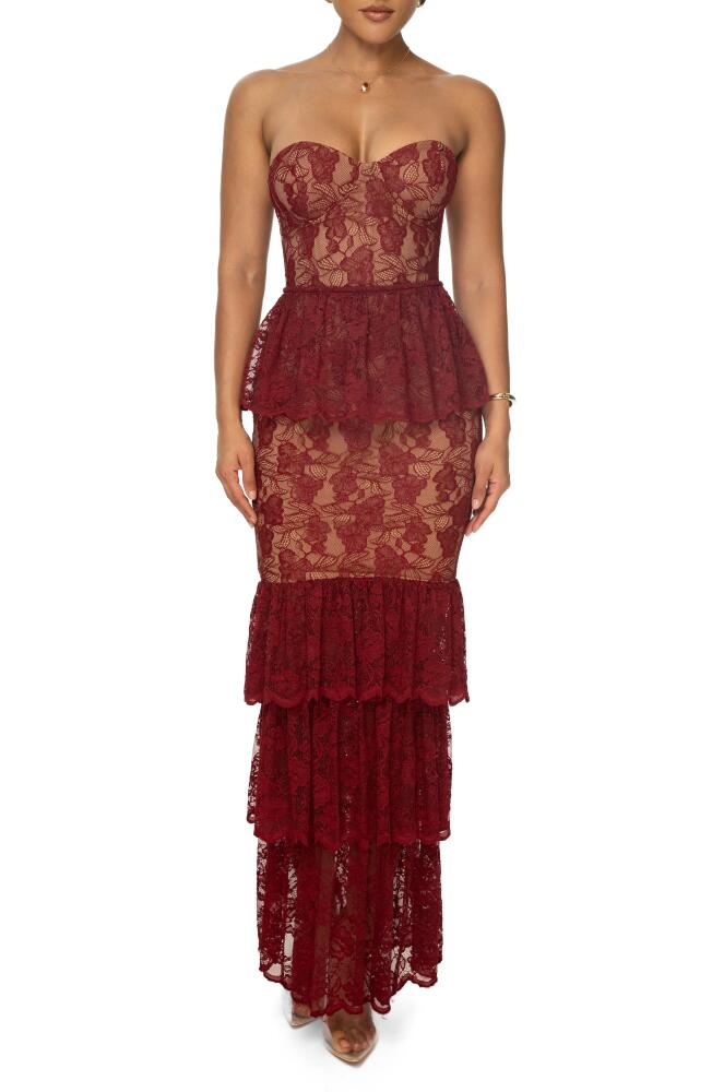 JLUXLABEL Fairytale Ending Ruffle Lace Gown in Red Cover